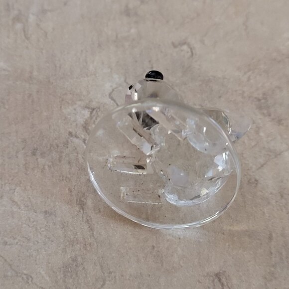 Crystal Miniature Frog with Black Eyes on Lily Pad - Picture 5 of 5